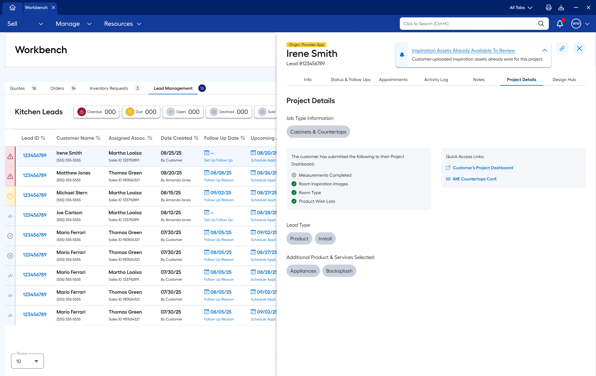 Guided action notification prompting associate to review customer-submitted inspiration