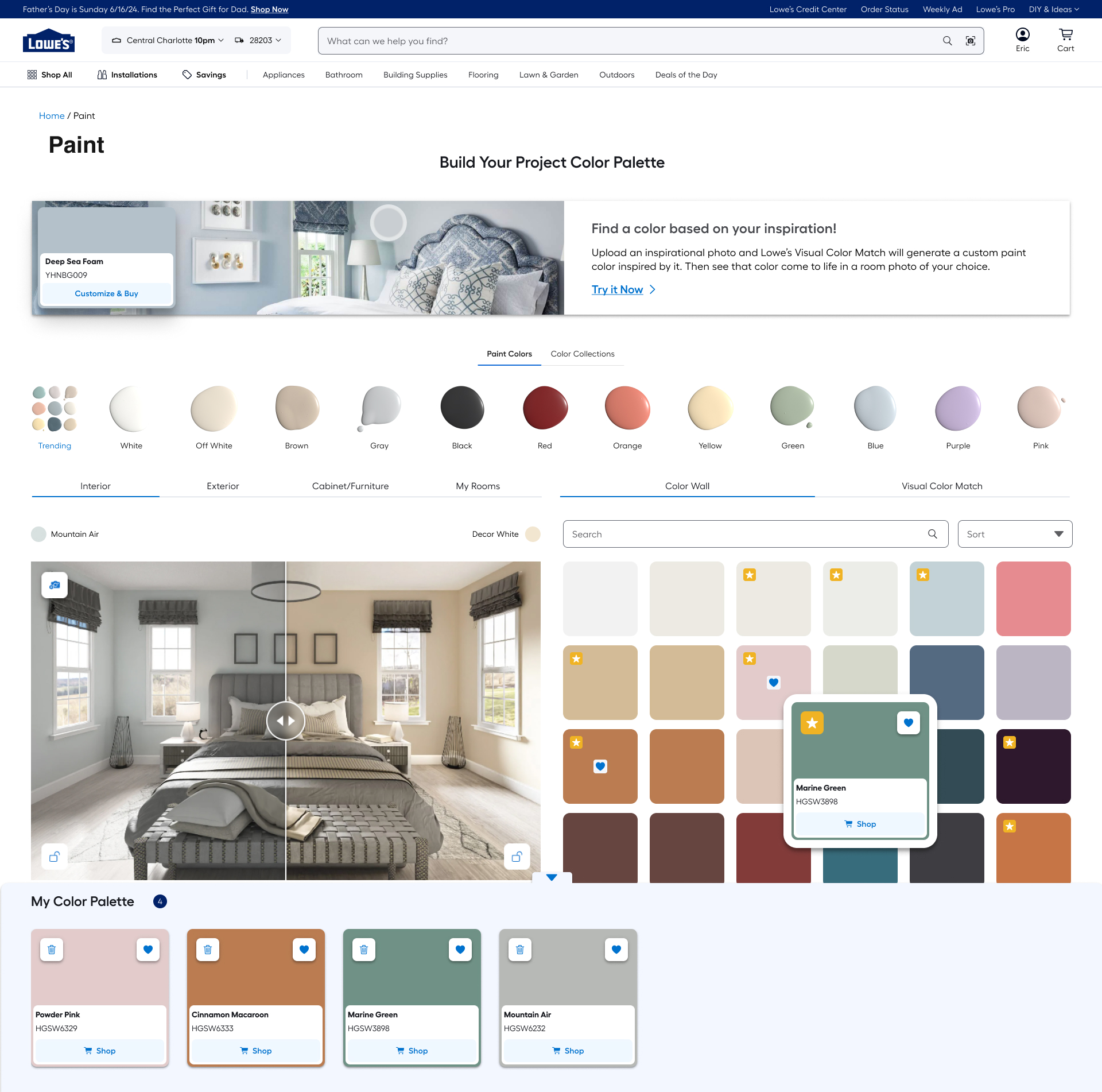 Paint Color Wall landing page