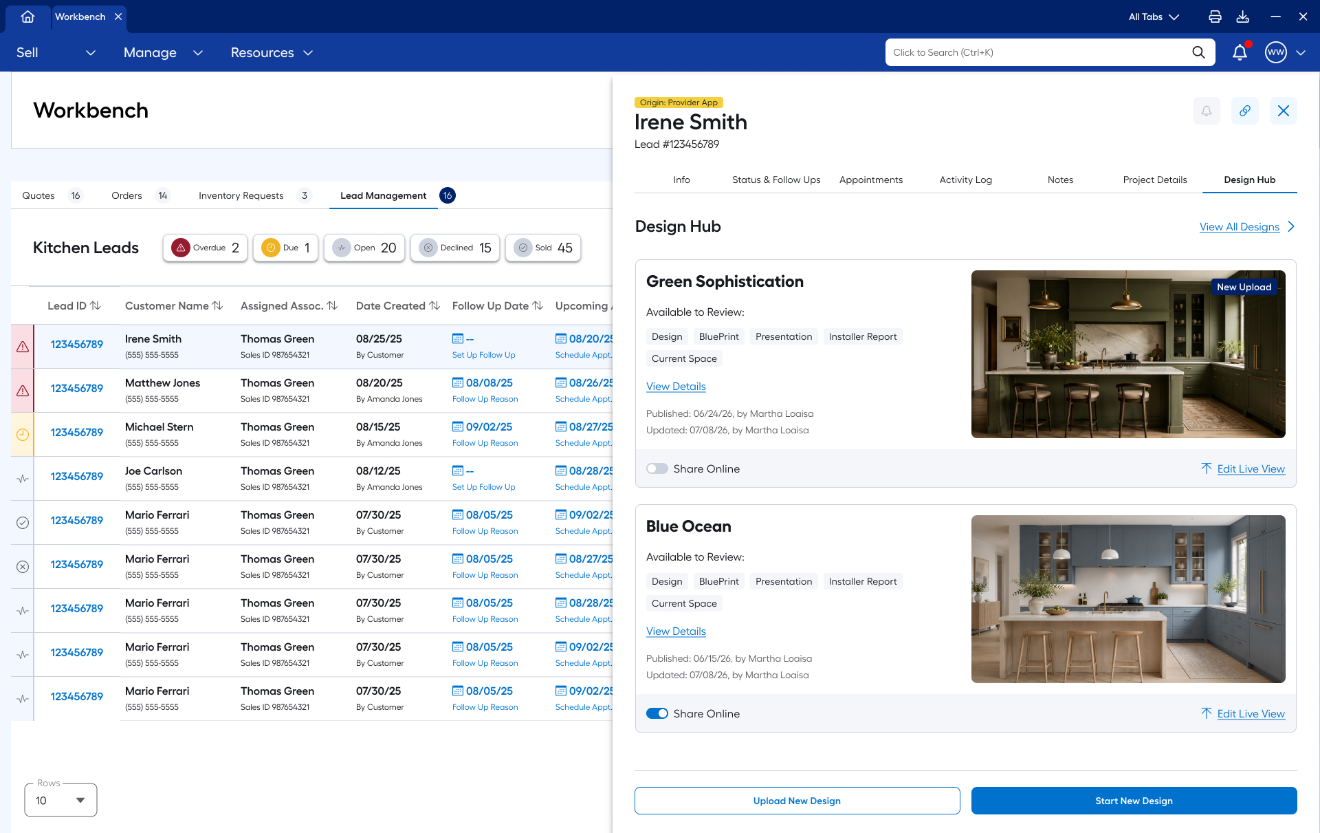 Workbench LMS Design Hub panel